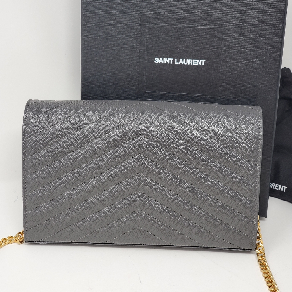 Auth YSL Woc Gray Envelope Rare Color Brand New - Picture 3 of 14